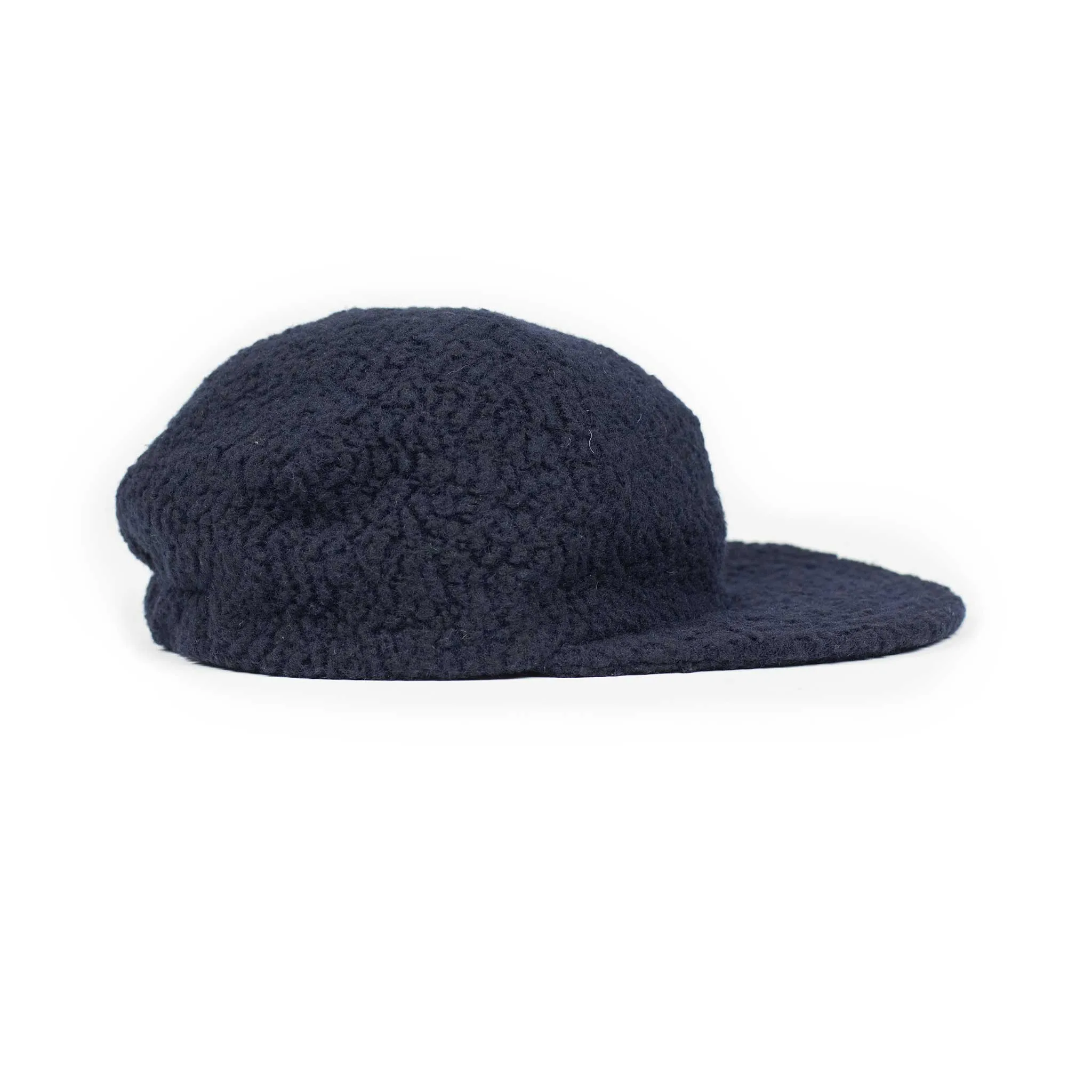 2 panel trucker cap in navy Calamai fleece chevron