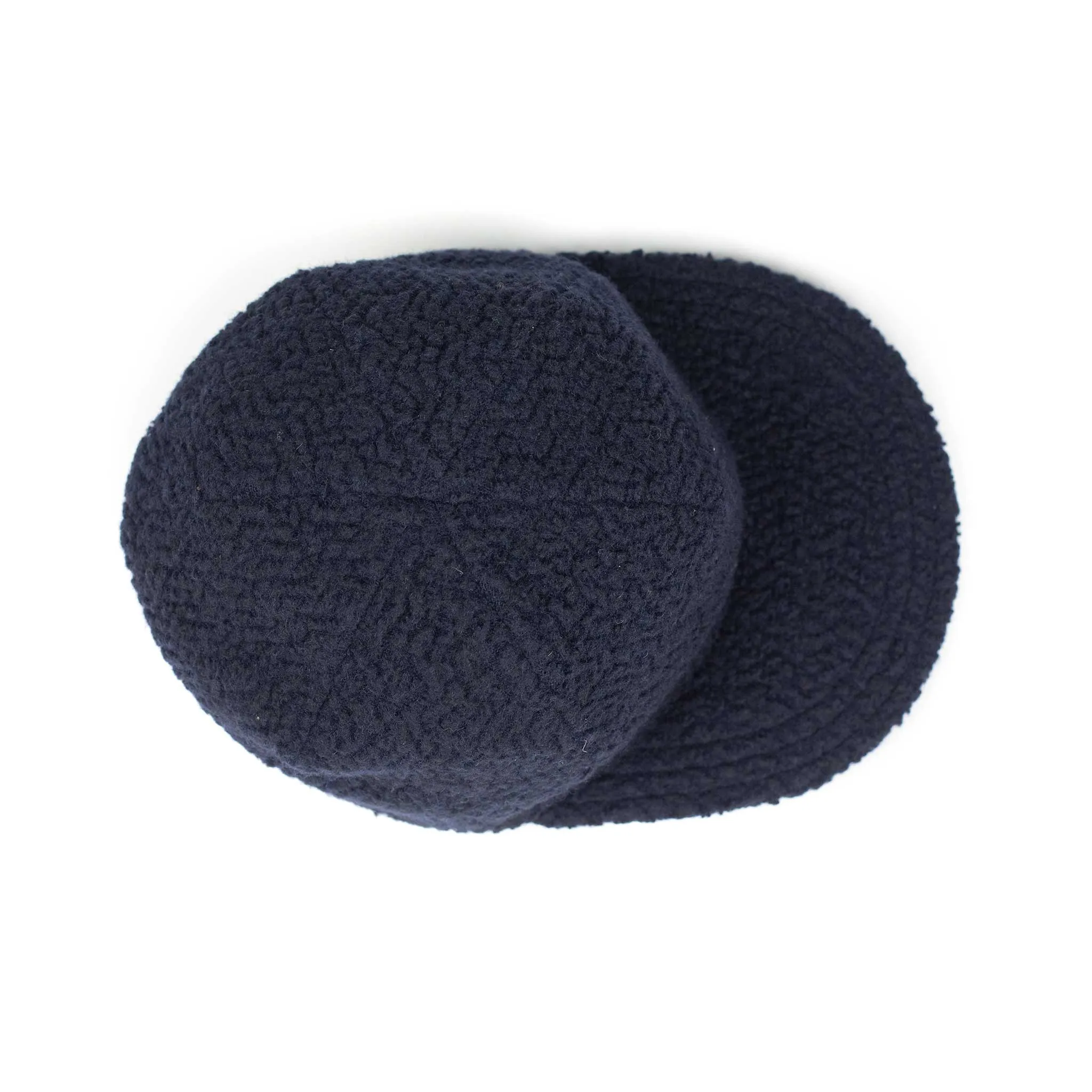 2 panel trucker cap in navy Calamai fleece chevron