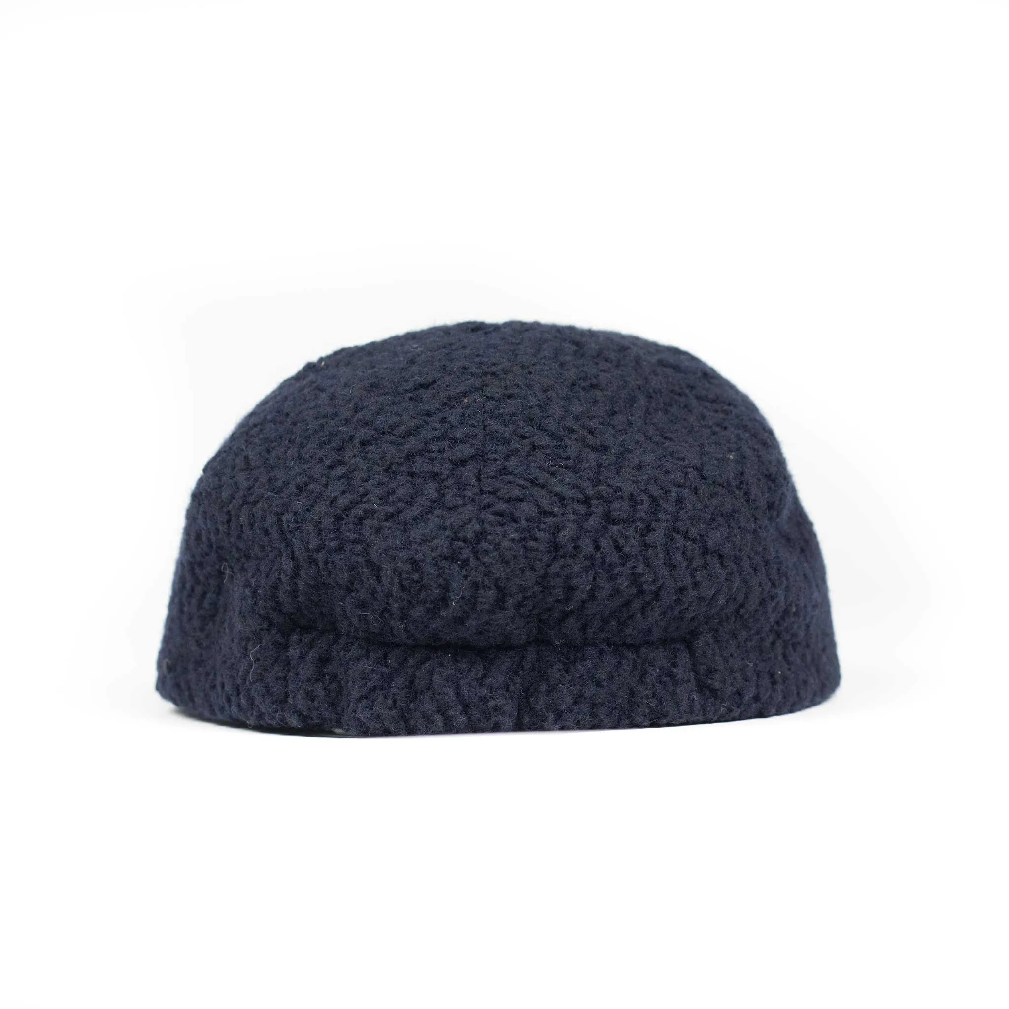 2 panel trucker cap in navy Calamai fleece chevron