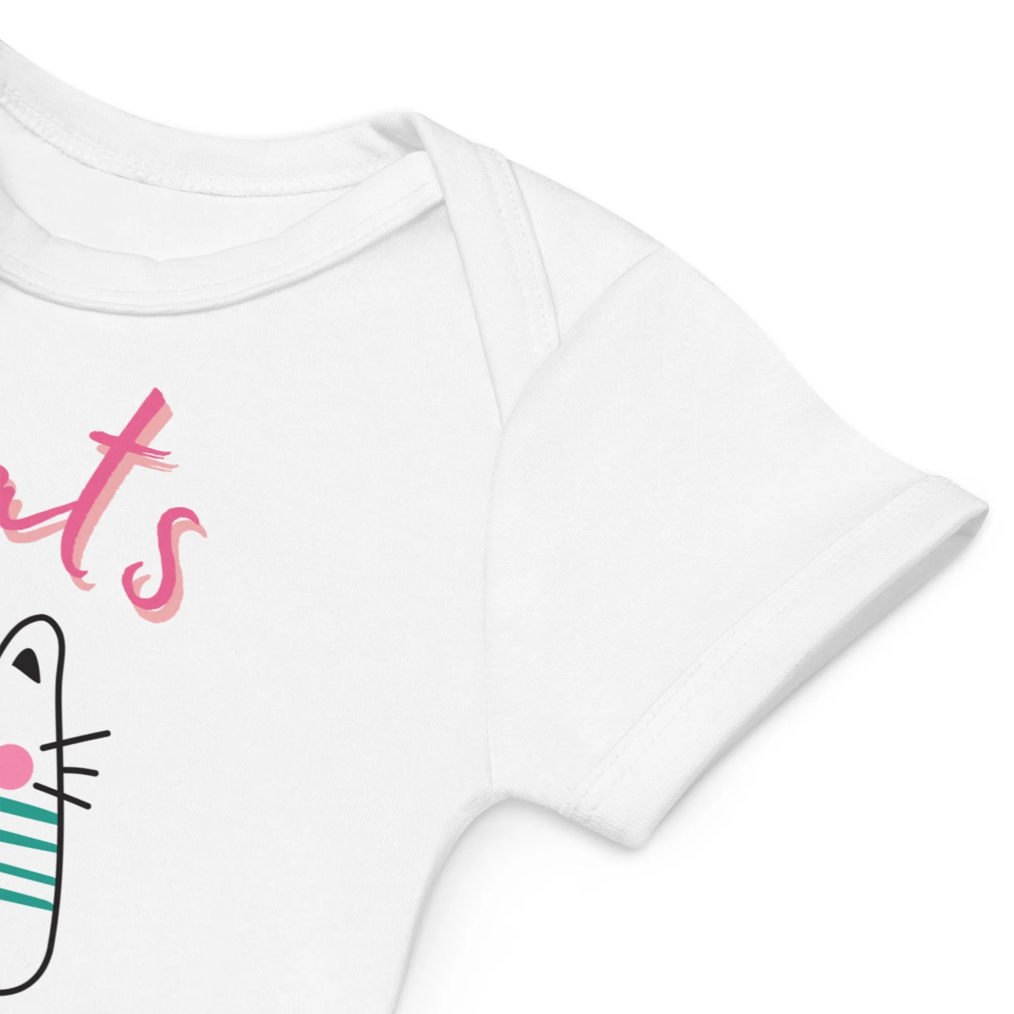 Adorable Cats, Organic cotton, shortsleeved, newborn bodysuit with cute cat design