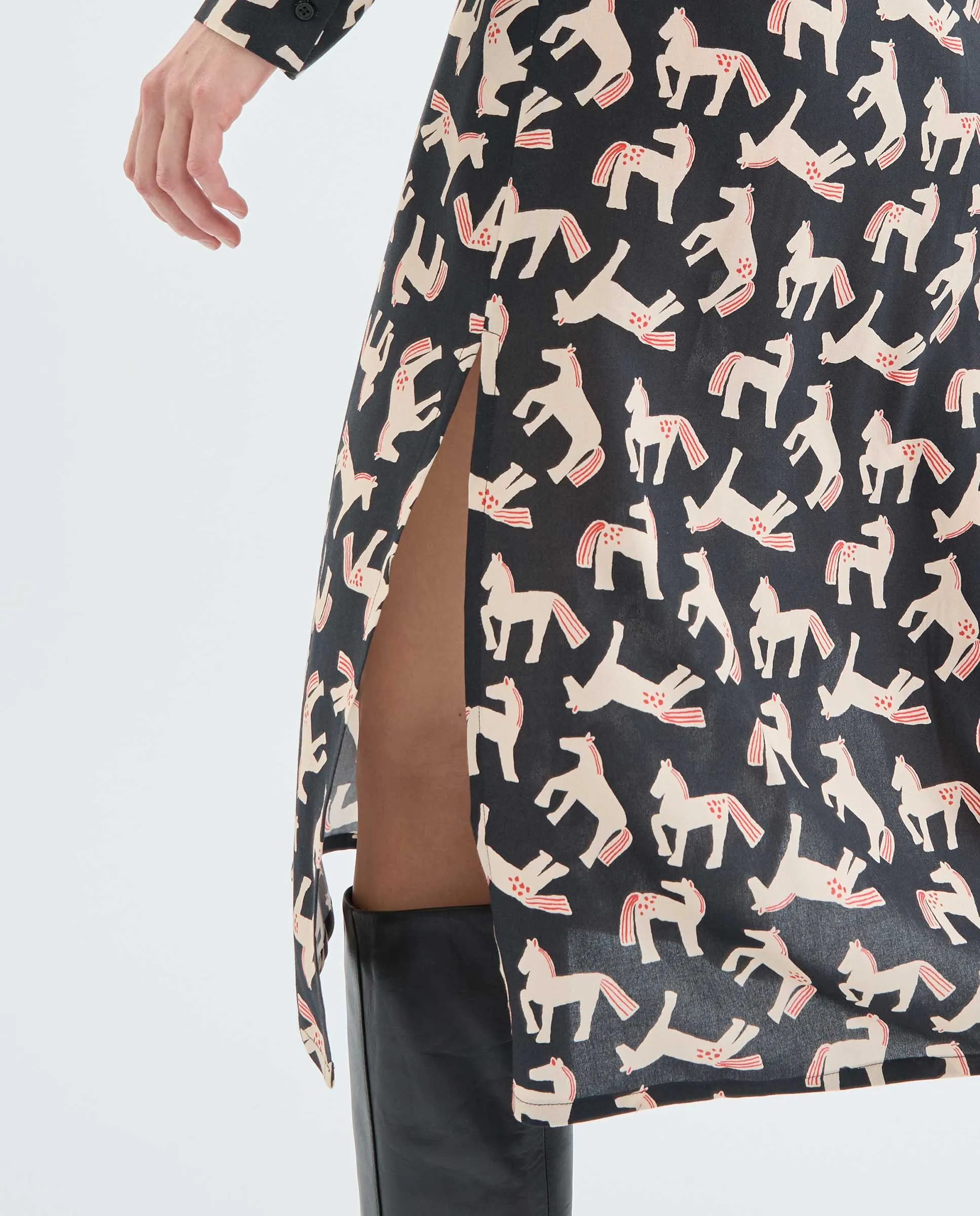 Animal Print Midi Shirt Dress