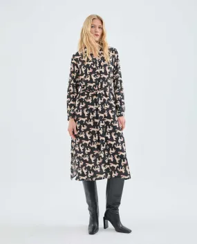 Animal Print Midi Shirt Dress