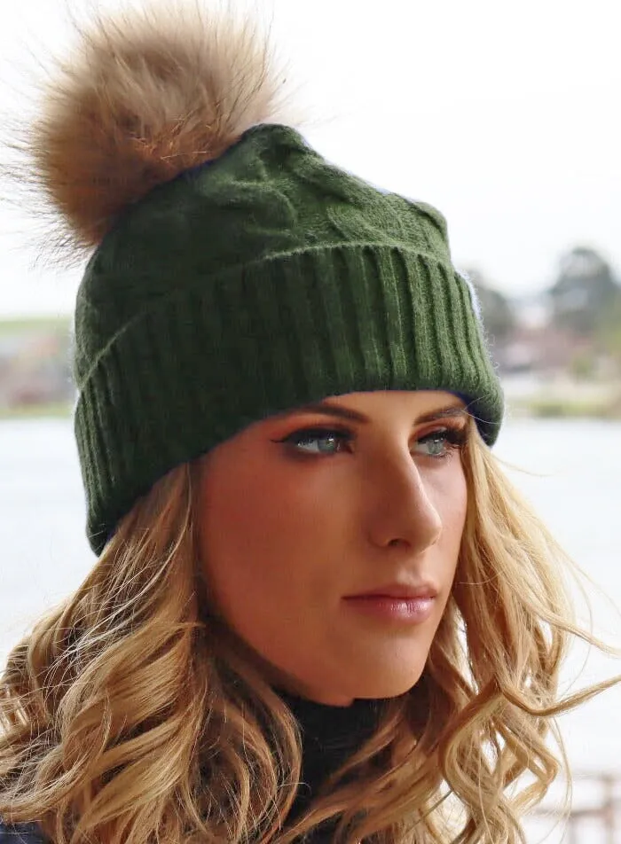 Beanie Cashmere Merino with Pom Pom