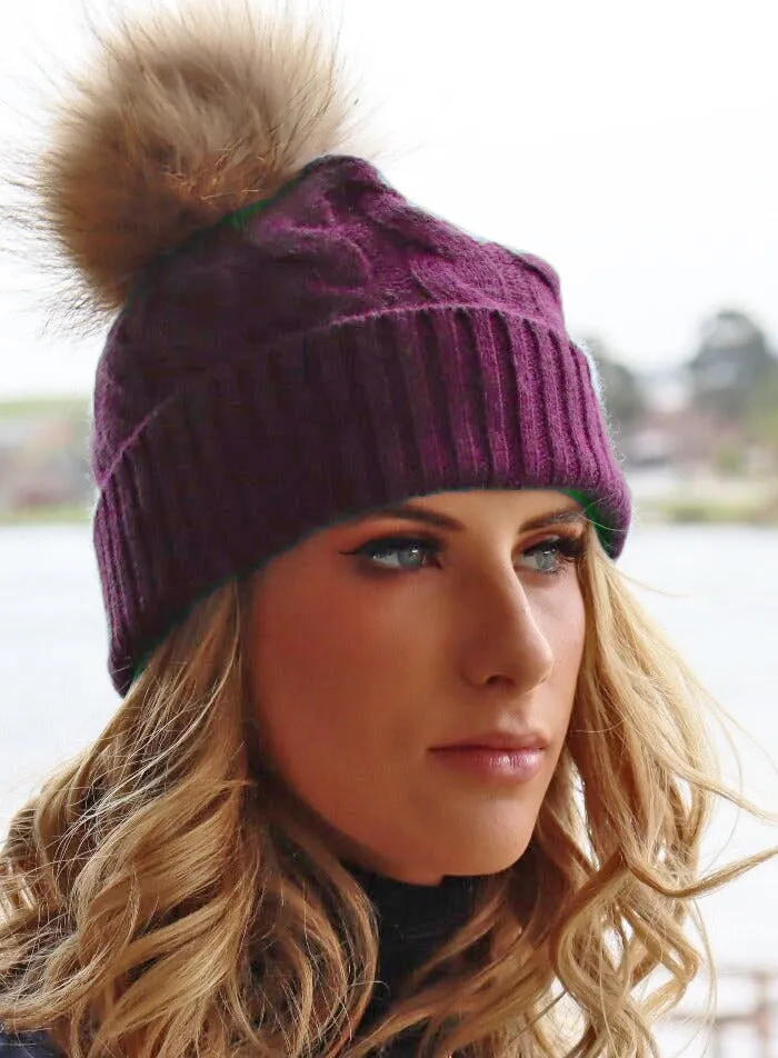 Beanie Cashmere Merino with Pom Pom