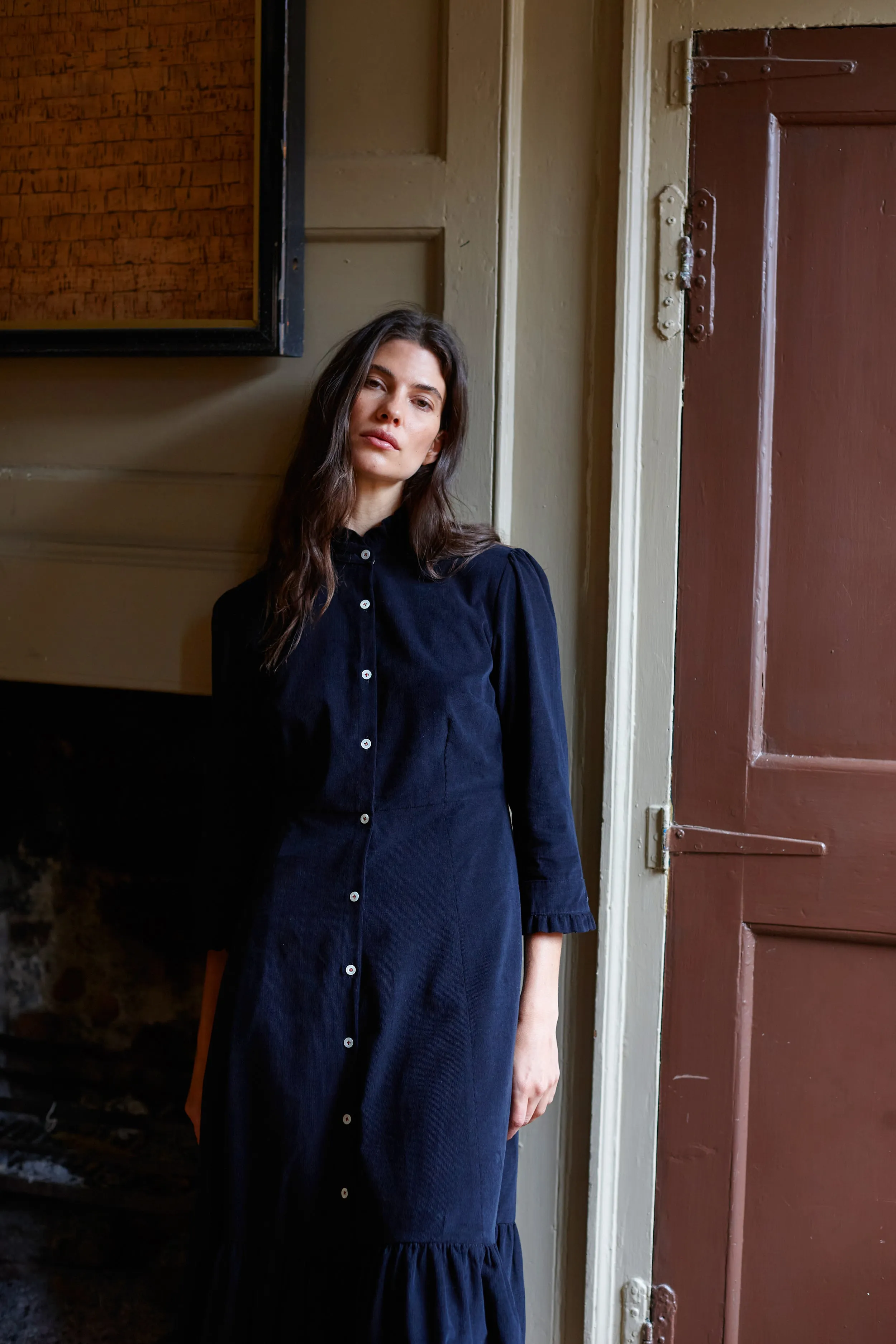 Black Corduroy Saltaire Shirt Dress