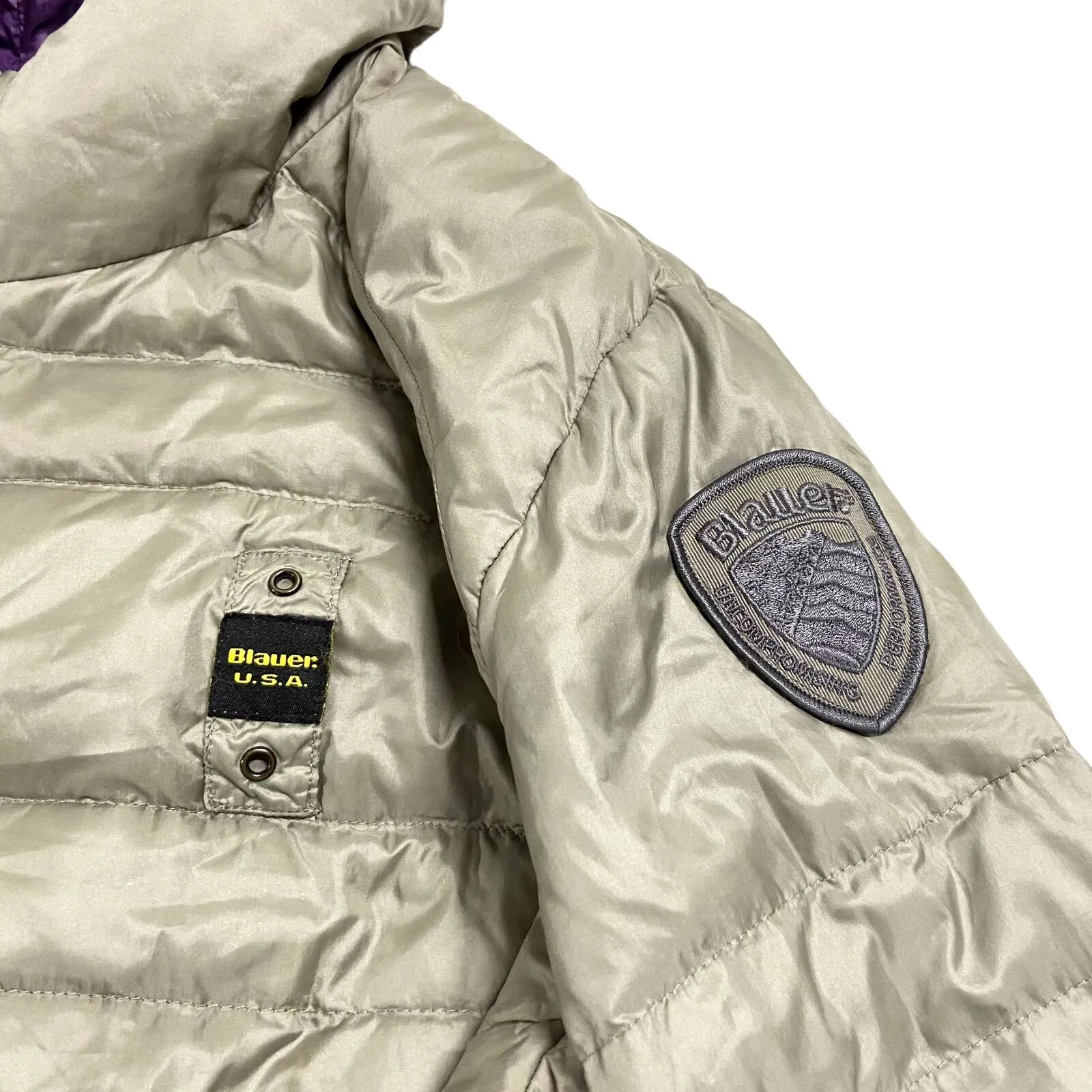 Blauer Hooded Puffer Jacket | Vintage High End Luxury Designer Padded Grey VTG
