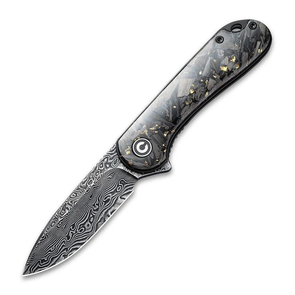 Civivi C907C-DS1 Elementum Folding Knife (Black/Golden Shredded CF Handle)