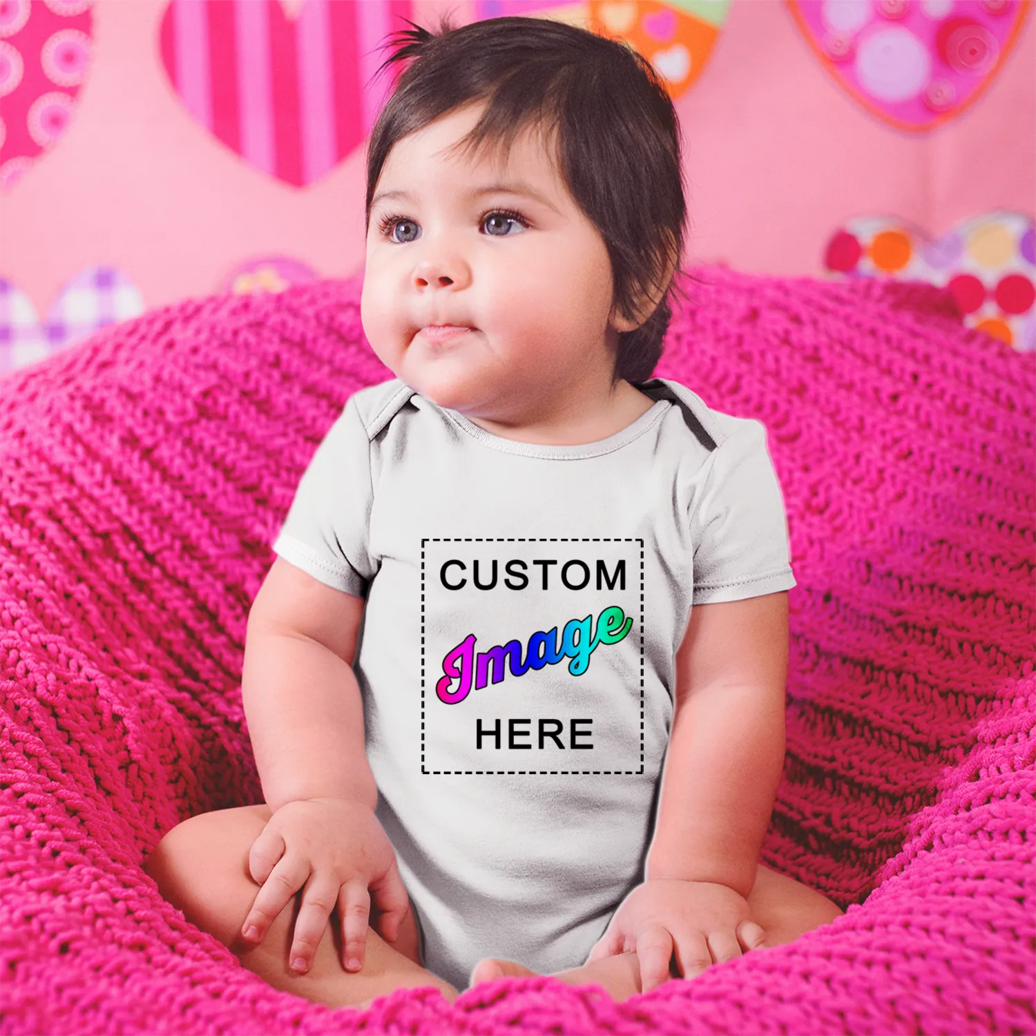 [Custom Image] Organic Baby Bodysuit (White / Short Sleeve)
