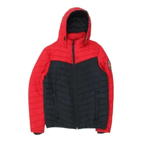 Diesel Mens Red Navy Hooded Puffer Jacket | Designer Sportswear Padded Coat VTG