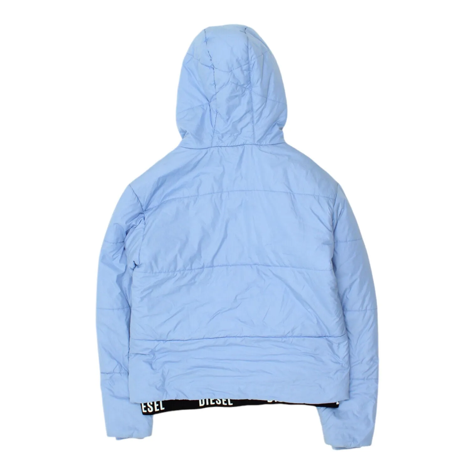 Diesel Womens Blue Hooded Puffer Jacket | Vintage Luxury Designer Padded Hoodie