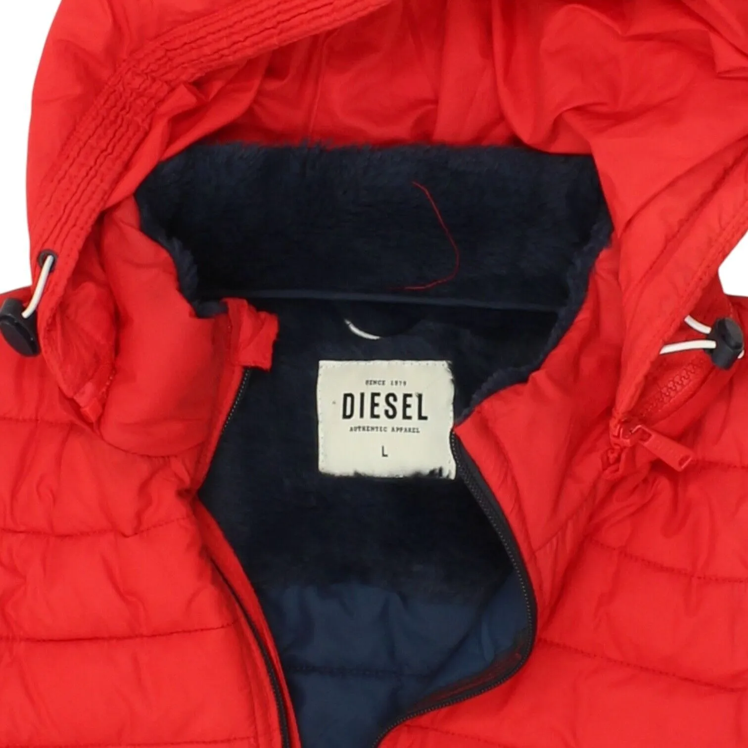 Diesel Womens Red Hooded Puffer Jacket | Padded Hoodie Coat Designer Hoody