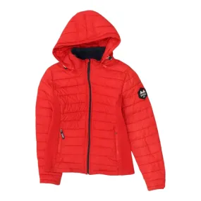 Diesel Womens Red Hooded Puffer Jacket | Padded Hoodie Coat Designer Hoody