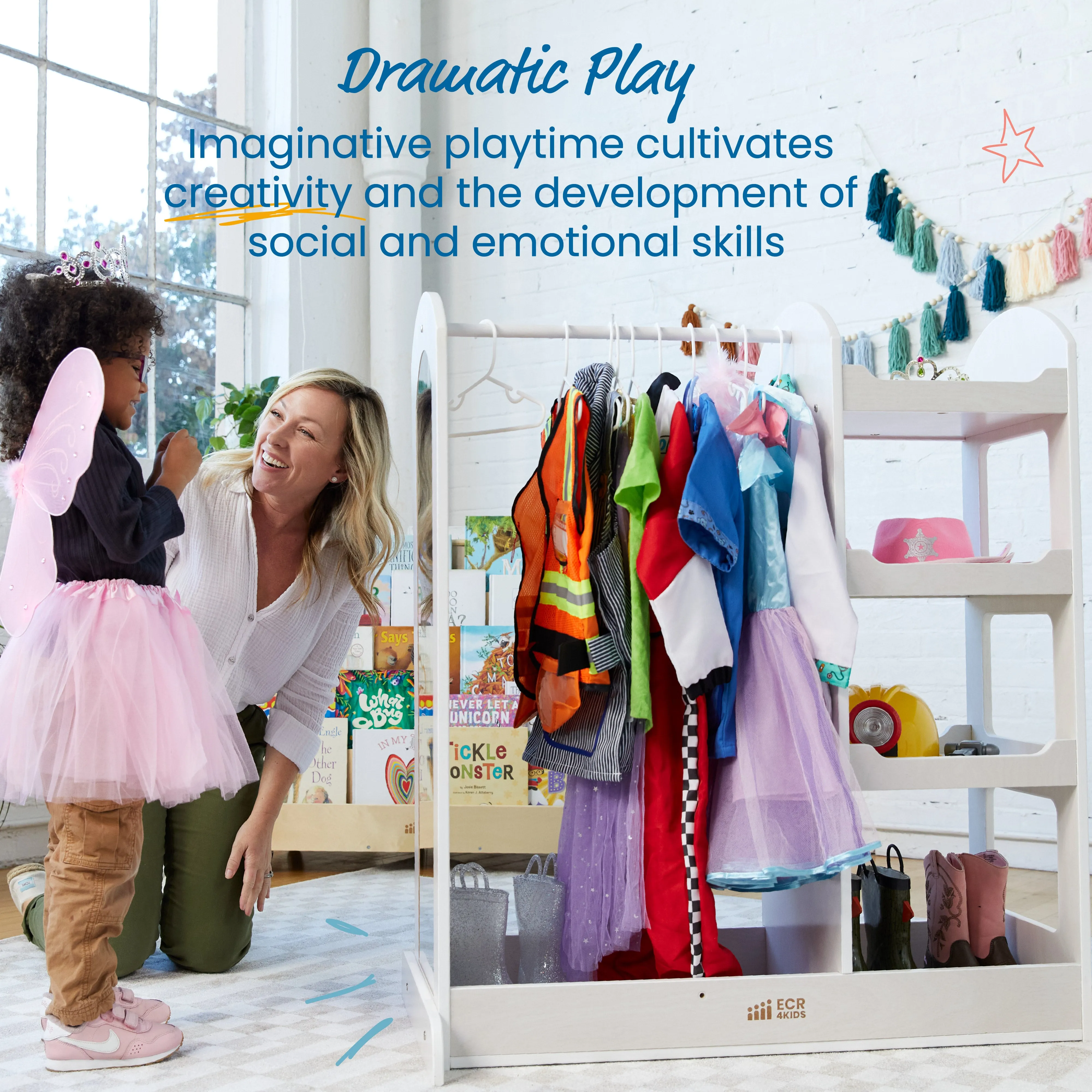 Dress Up Center with Mirror, Costume Organizer