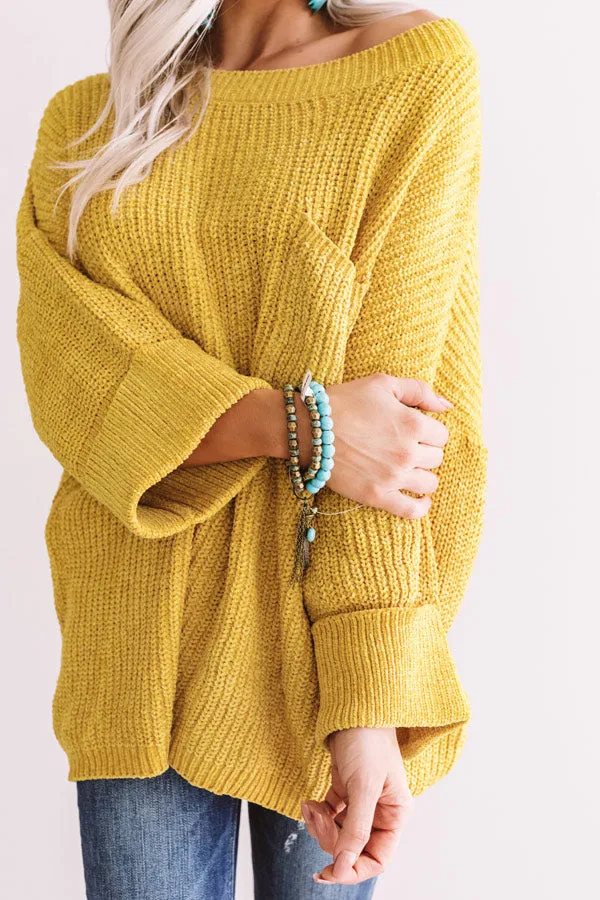 Fall Friendly Chenille Shift Sweater in Mustard