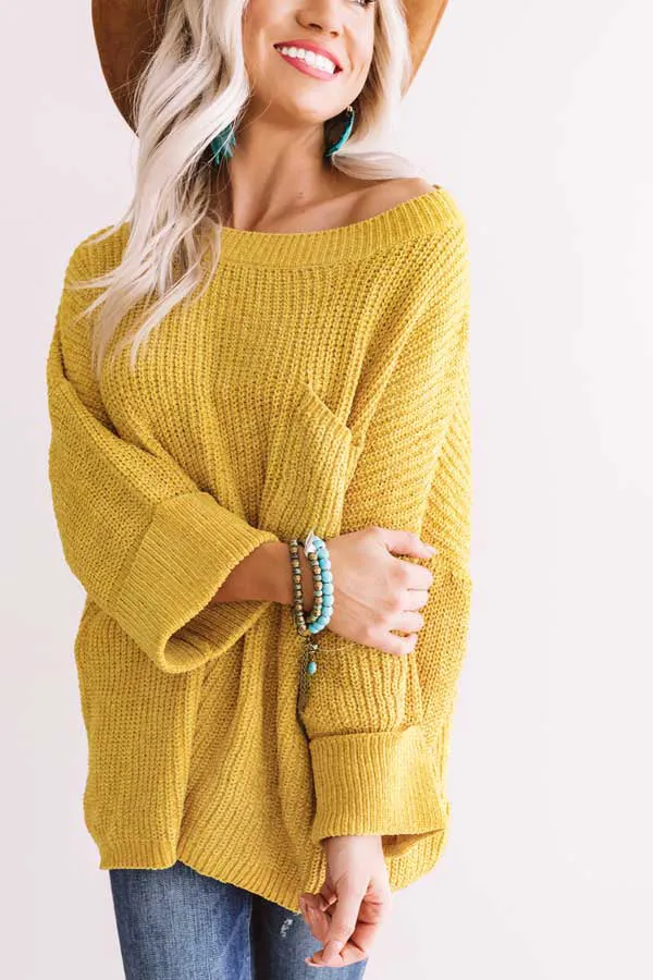 Fall Friendly Chenille Shift Sweater in Mustard