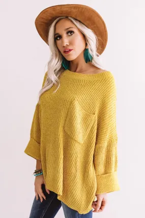Fall Friendly Chenille Shift Sweater in Mustard