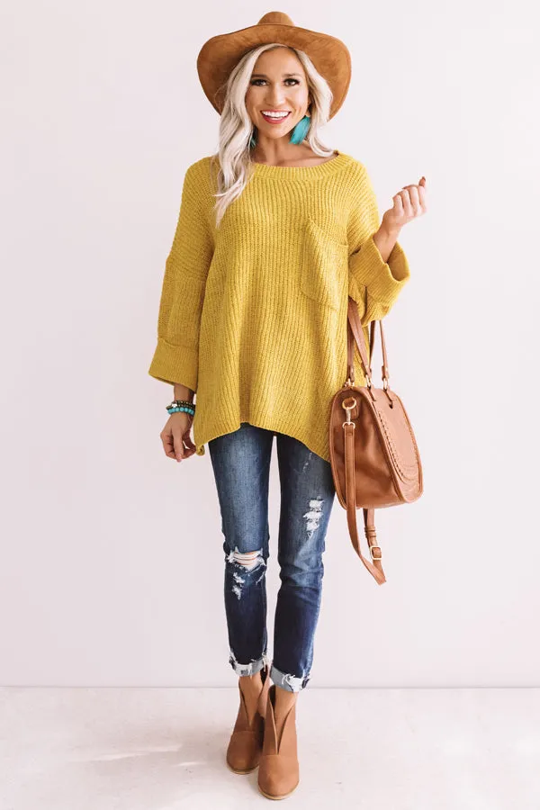 Fall Friendly Chenille Shift Sweater in Mustard