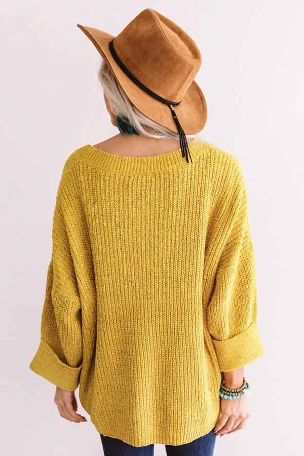 Fall Friendly Chenille Shift Sweater in Mustard