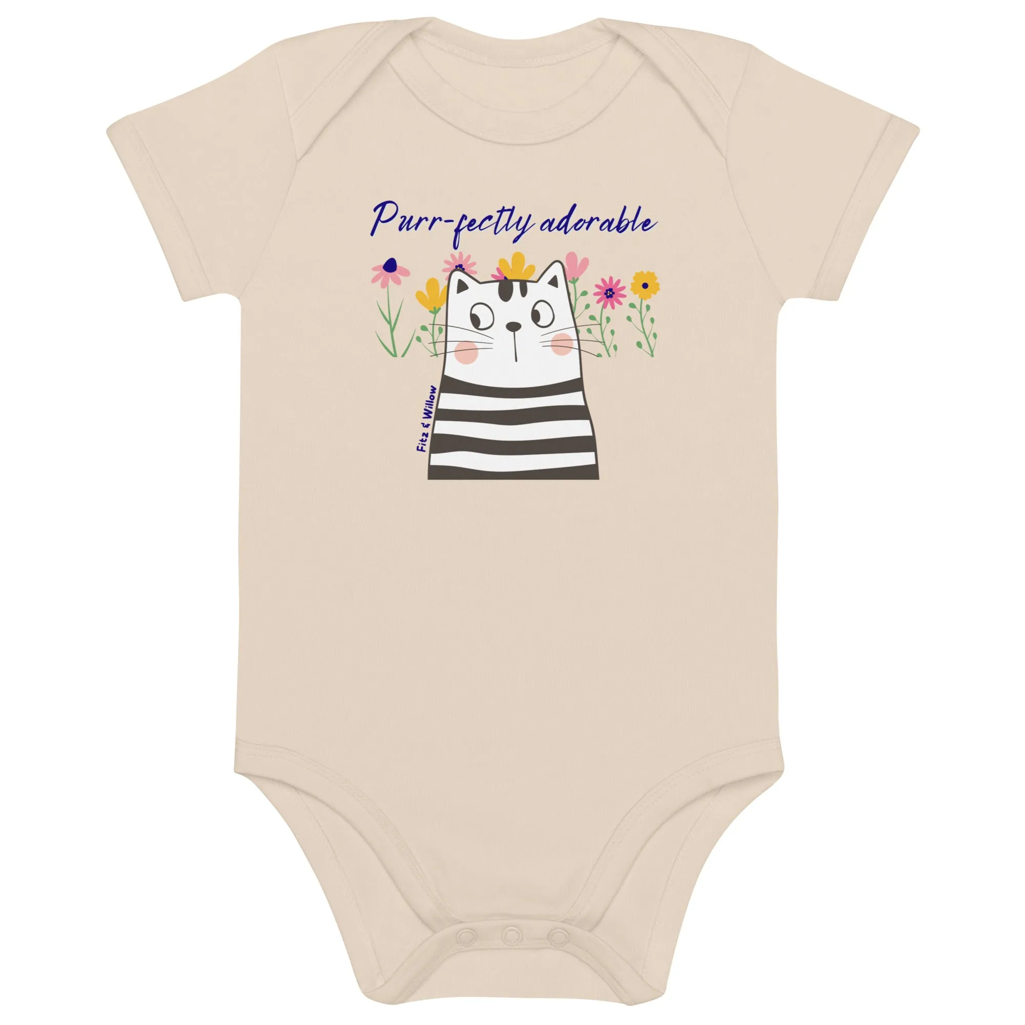 Funny cat design, newborn bodysuit, organic cotton