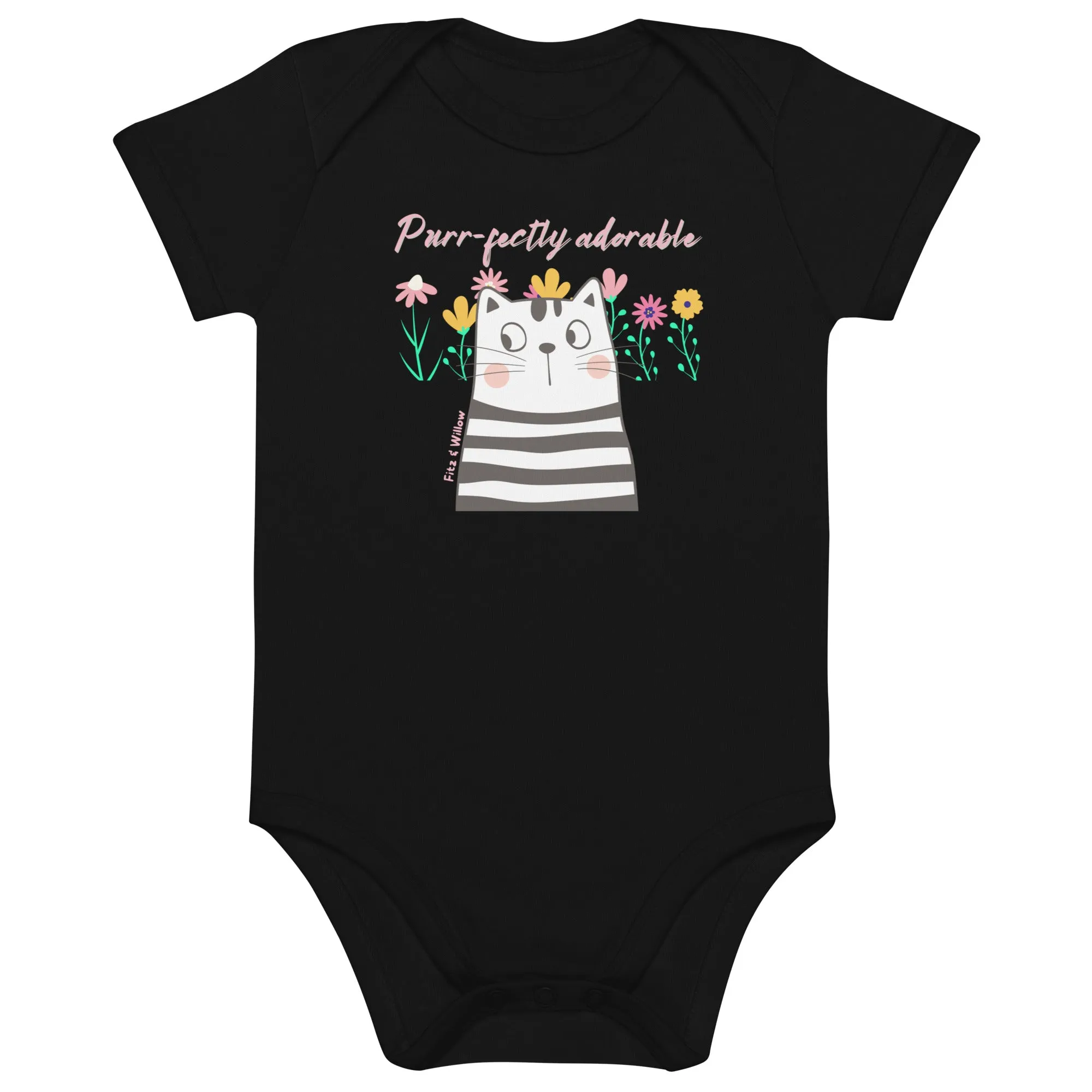 Funny cat design, newborn bodysuit, organic cotton