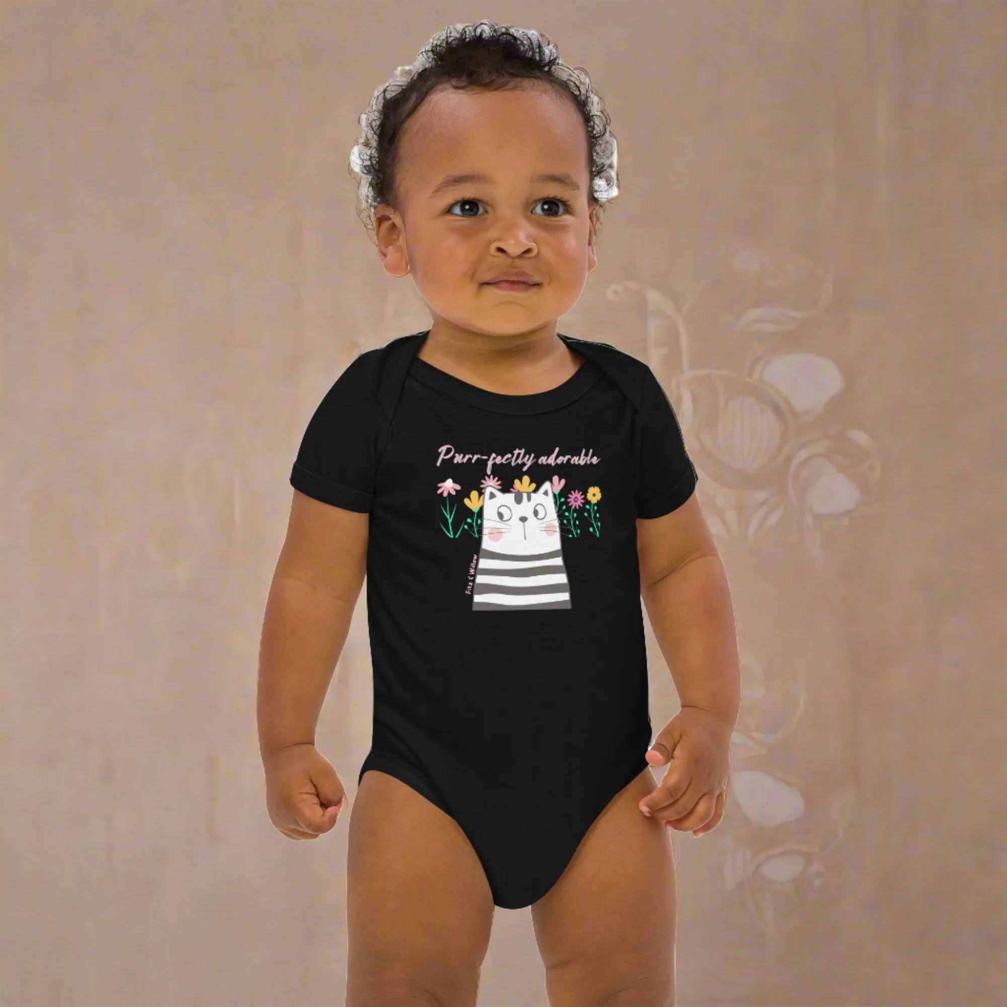 Funny cat design, newborn bodysuit, organic cotton