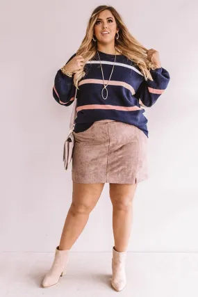 Marvelous Mountain Views Stripe Sweater in Navy Curves