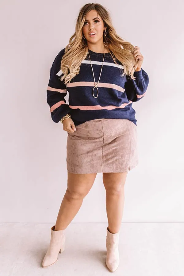 Marvelous Mountain Views Stripe Sweater in Navy Curves