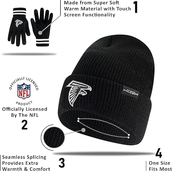 NFL Official Adults Super Soft Marled Winter Beanie Knit Hat with Extra Warm Touch Screen Gloves|San Francisco 49ers