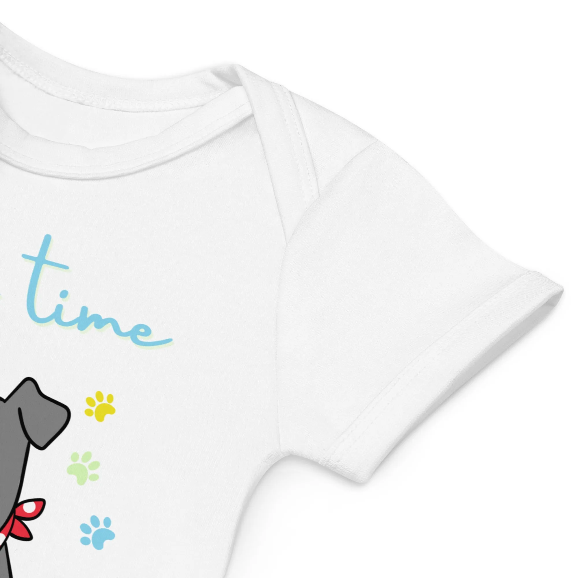 Organic cotton baby bodysuit, Dog Play time - Fitz & Willow