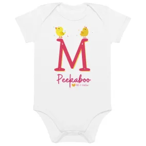 Organic cotton baby bodysuit, Letter M - Fitz & Willow