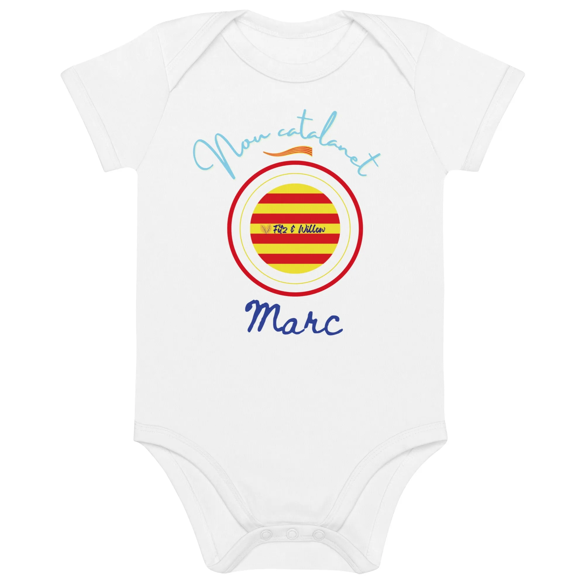 Organic cotton baby bodysuit, Nou catalanet - Fitz & Willow