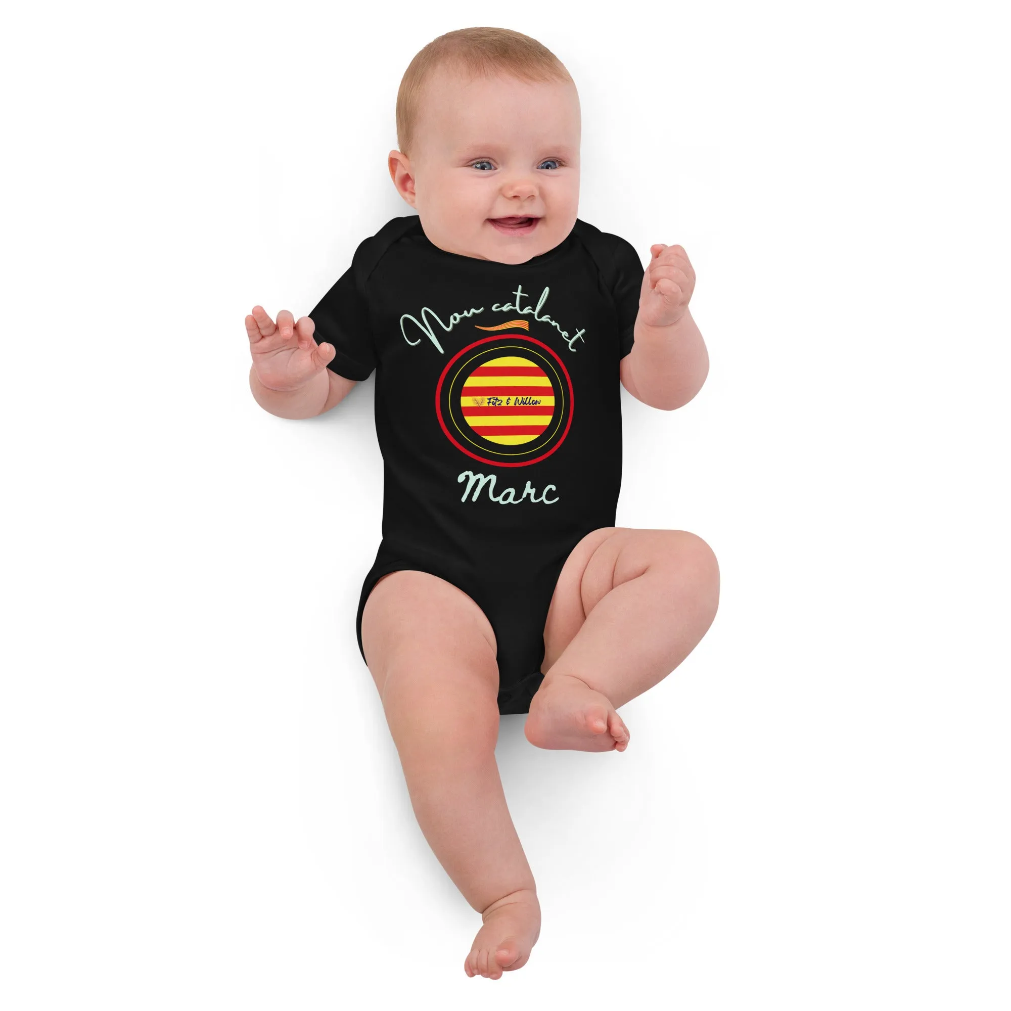 Organic cotton baby bodysuit, Nou catalanet - Fitz & Willow