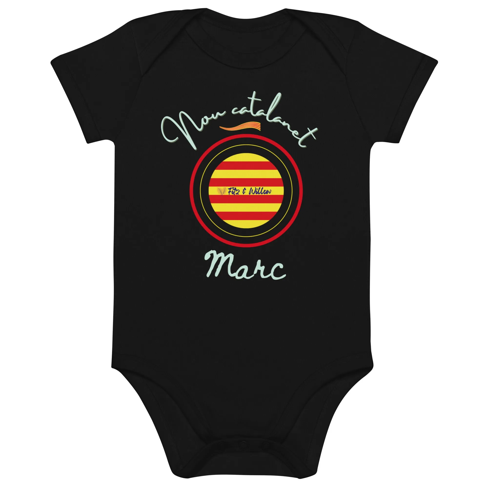 Organic cotton baby bodysuit, Nou catalanet - Fitz & Willow