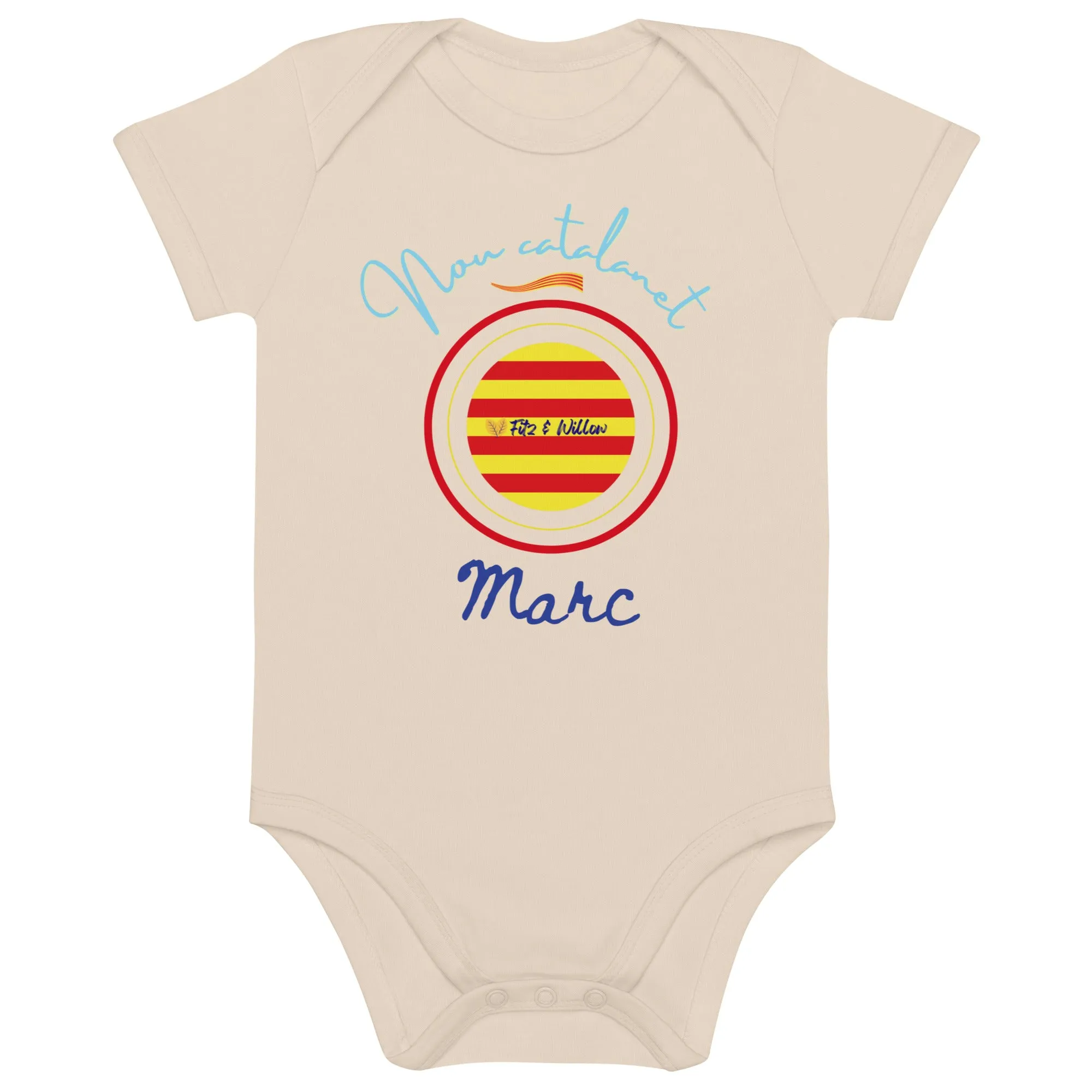 Organic cotton baby bodysuit, Nou catalanet - Fitz & Willow