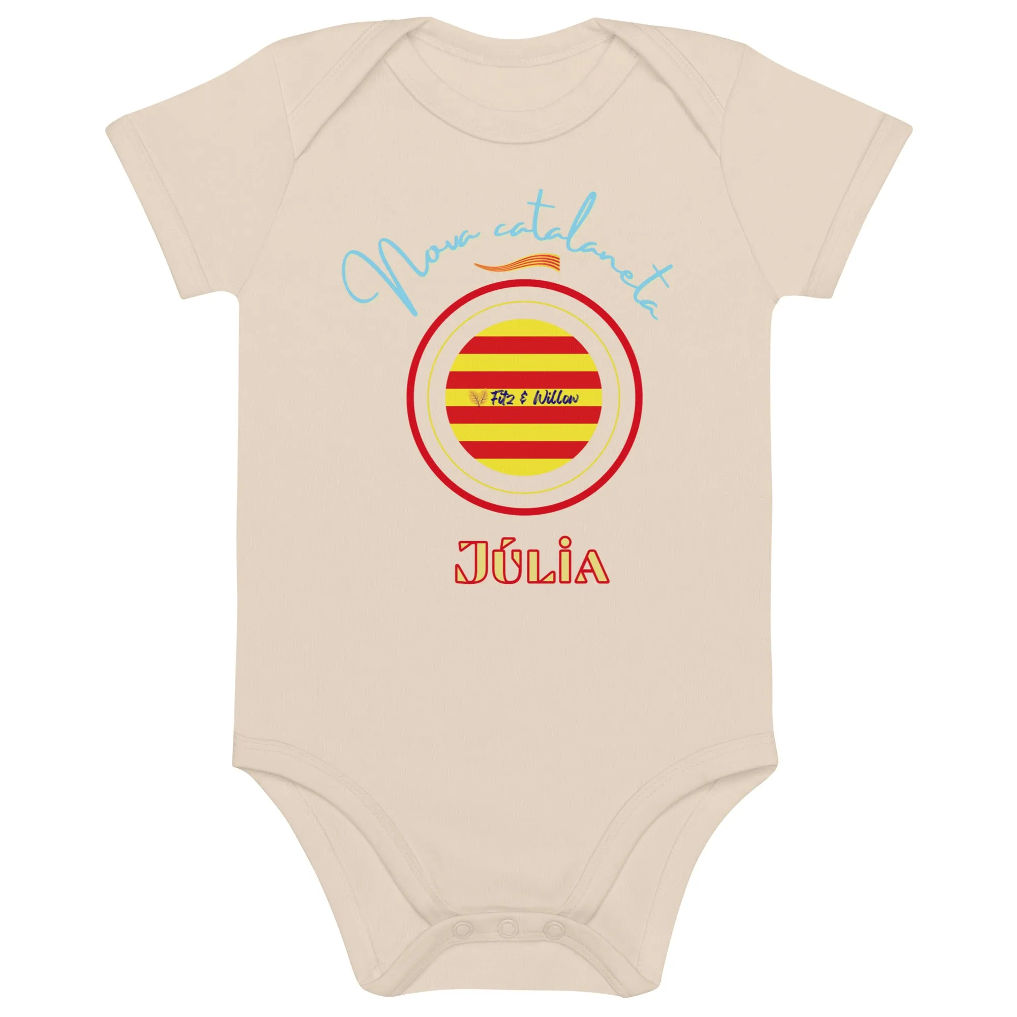 Organic cotton baby bodysuit, Nova catalaneta - Fitz & Willow