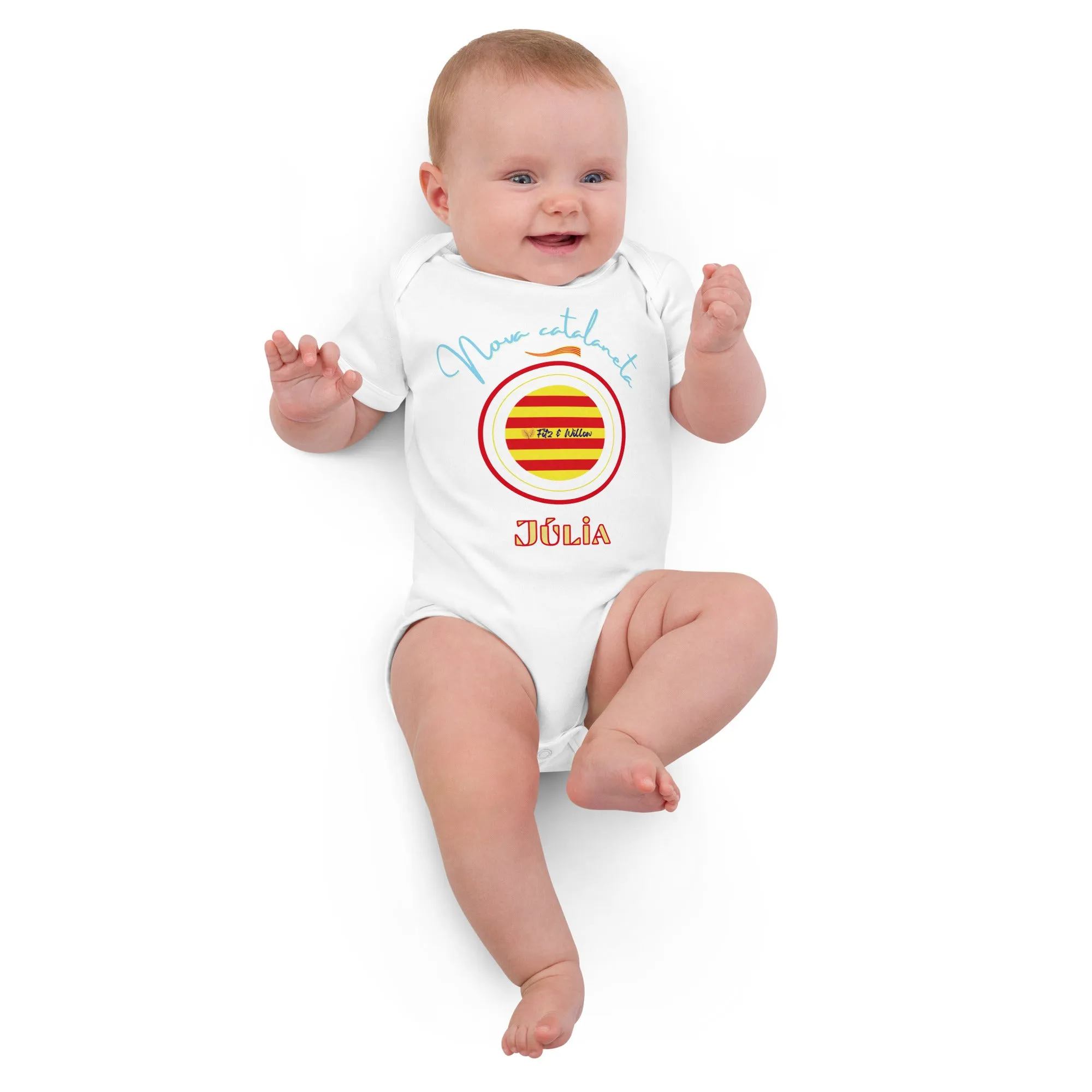 Organic cotton baby bodysuit, Nova catalaneta - Fitz & Willow