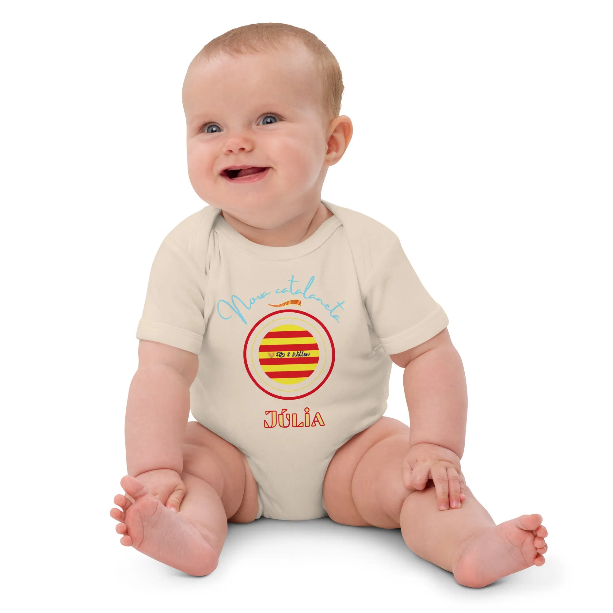 Organic cotton baby bodysuit, Nova catalaneta - Fitz & Willow