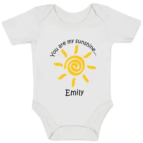 Personalized Organic Baby Bodysuit - You Are My Sunshine (White / Short Sleeve)