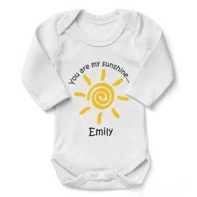 Personalized Organic Baby Bodysuit - You Are My Sunshine (White)