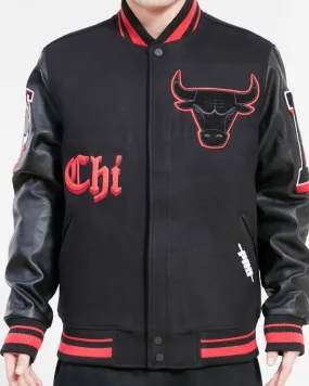 Pro Standard Chicago Bulls Varsity Jacket - Black on Black