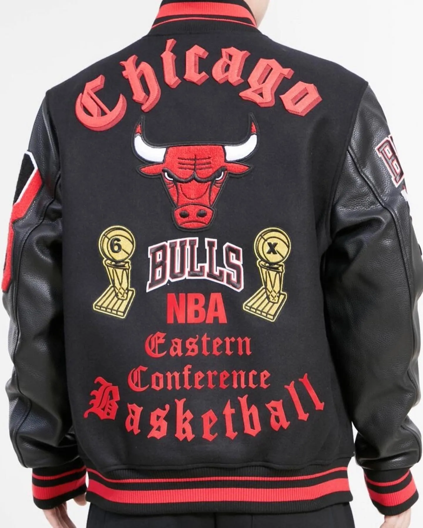 Pro Standard Chicago Bulls Varsity Jacket - Black on Black