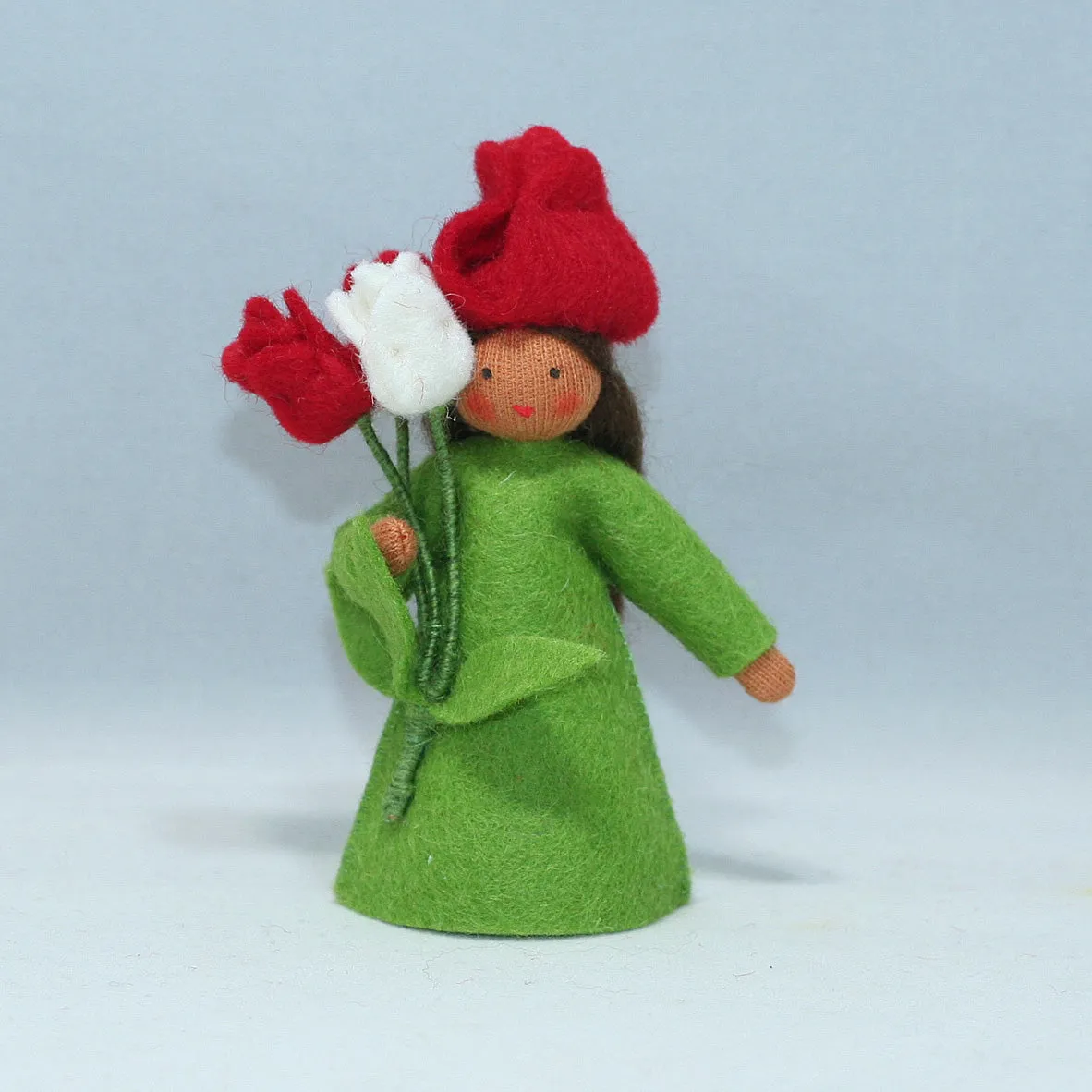 Red Tulip Fairy Felted Waldorf Doll - Two Skin Colors