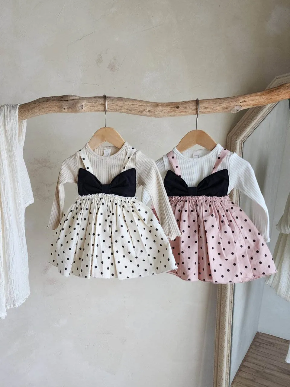 Ribbon Polka Dot Dress Romper_2Colours