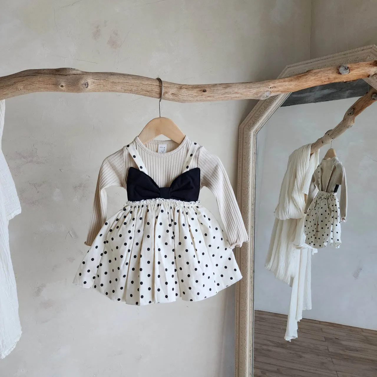 Ribbon Polka Dot Dress Romper_2Colours
