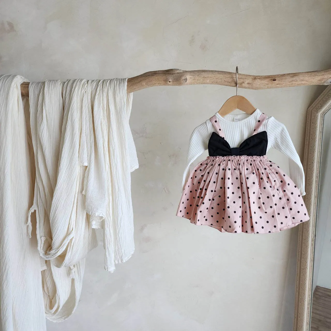Ribbon Polka Dot Dress Romper_2Colours
