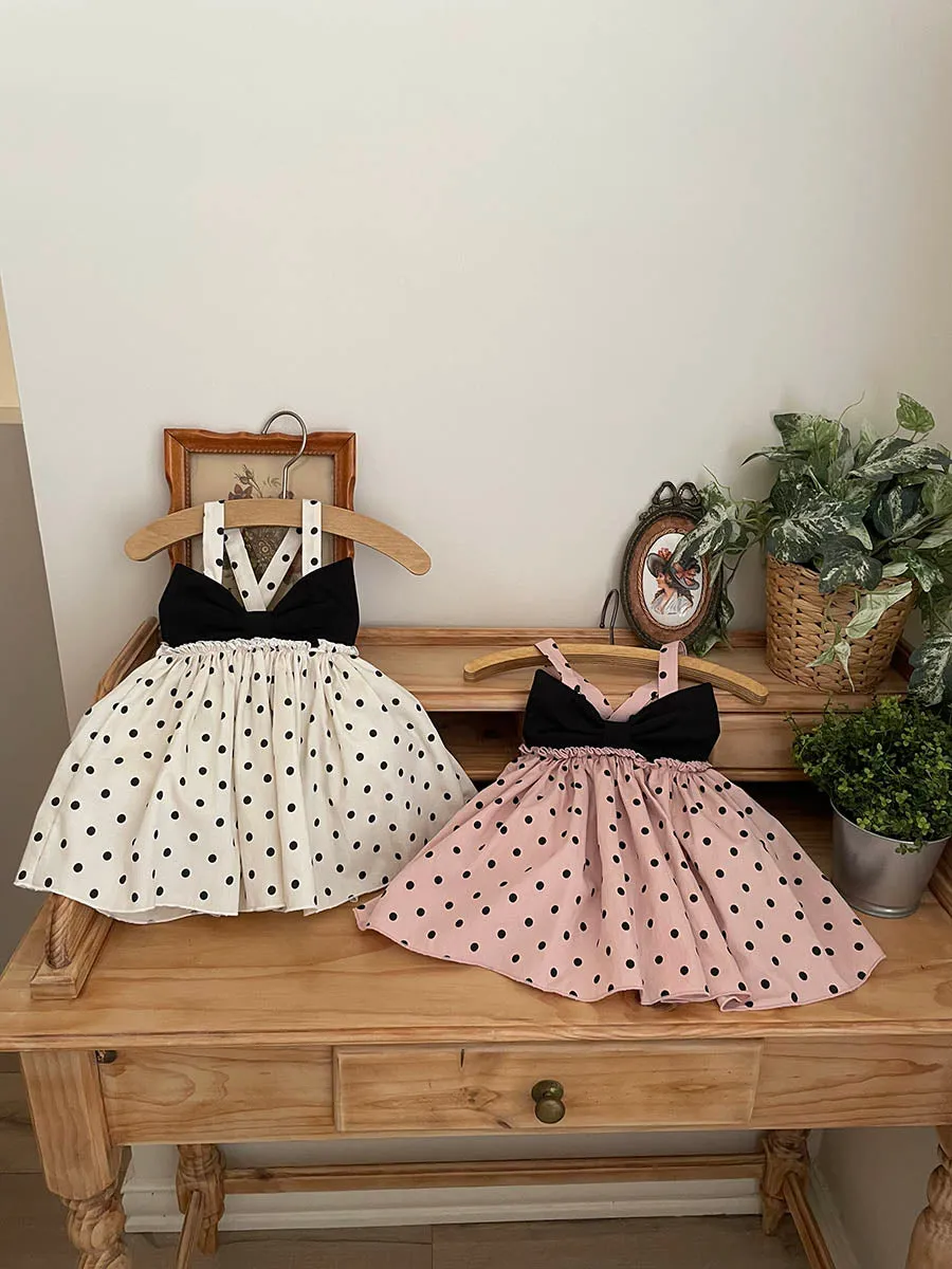 Ribbon Polka Dot Dress Romper_2Colours