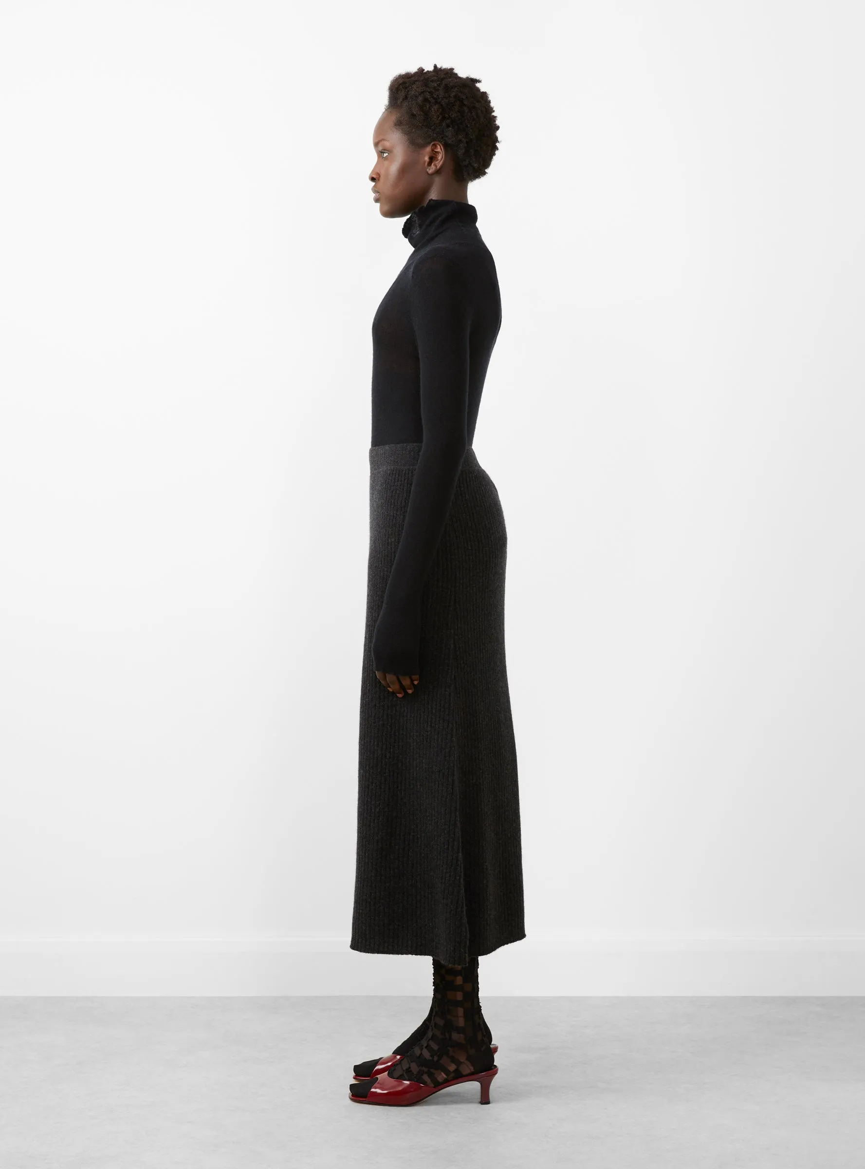 Sheer Gauze Turtleneck Black