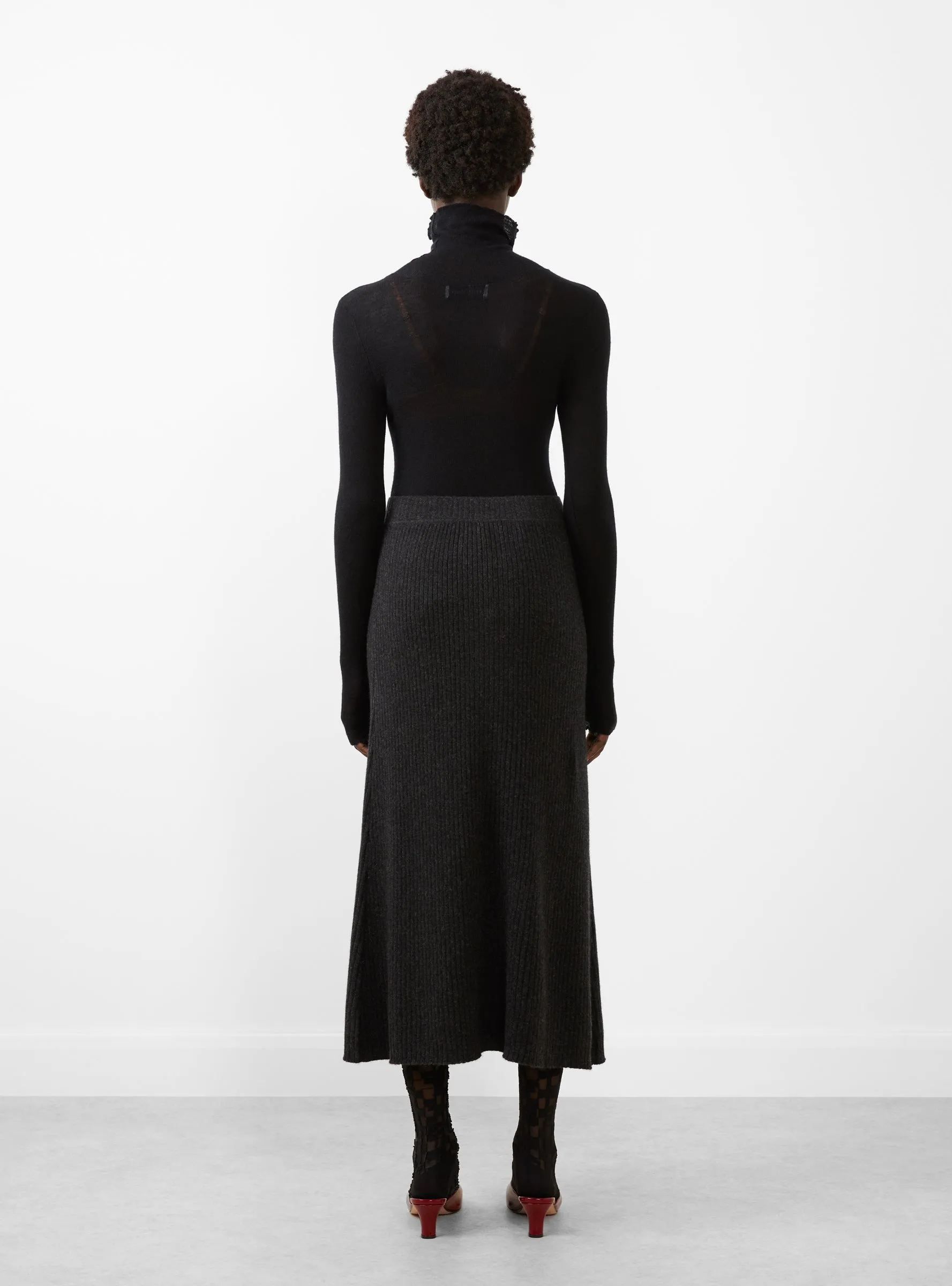 Sheer Gauze Turtleneck Black