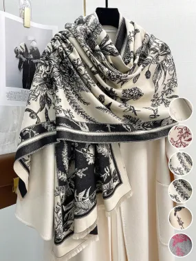 SHEIN FADZOYLE 1pc Flowers Scenic Pattern Scarf Pashmina Shawl