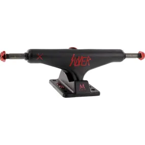 Silver M-Class Hollow Skateboard Trucks 7.75" Slay - Black/Red (Set of 2)